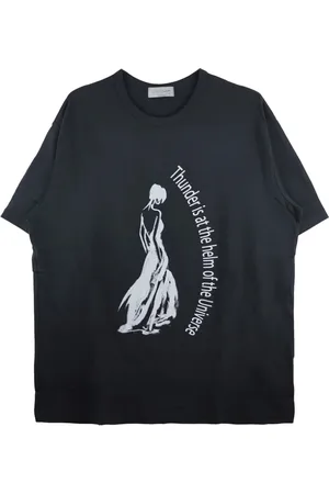 YOHJI YAMAMOTO Tops, Heren, Zwart, L, Zwarte Ronde Hals Korte Mouwen Shirt