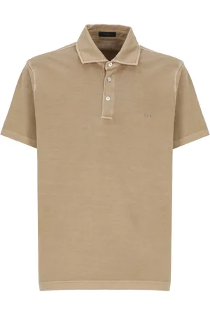 FAY Tops, Heren, Bruin, M, Katoen, Bruine Polo Shirt met Knopen