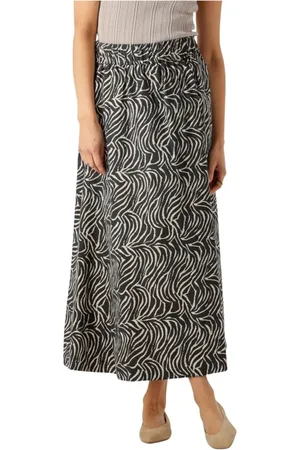Neo Noir Rokken, Dames, Zwart, M, Zebra Lange Rok Yara Elegant Stijl