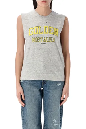 Golden Goose Tops, Dames, Grijs, S, Katoen, Nostalgie Mouwloos T-shirt