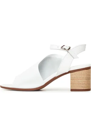 CESARE GASPARI Schoenen, Dames, Wit, 38 EU, Leer, Leren sandalen met blokhak - Wit