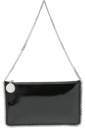Stella McCartney Tassen, Dames, Zwart, ONE Size, Zwarte Schoudertas met Kettinglink