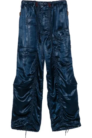 R13 Broeken, Dames, Blauw, M, Donkerblauwe Trekkoord Elastische Taillebroek