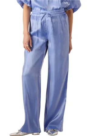 Dante 6 Broeken, Dames, Blauw, XS, Shimmer Wide Leg Broek in Blauw