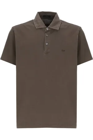 FAY Tops, Heren, Bruin, M, Katoen, Bruine Polo Shirt met Knopen