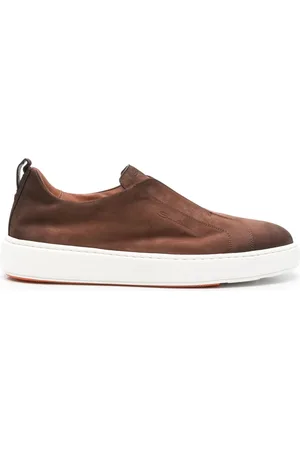 santoni Schoenen, Heren, Bruin, 42 1/2 EU, Bruine kastanje sneaker met ronde neus