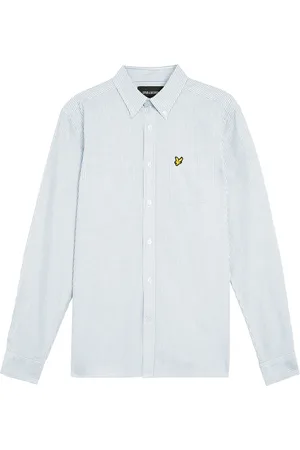 Lyle & Scott Overhemden, Heren, Blauw, XS, LS Geweven Overhemden Gestreept Oxford Overhemd