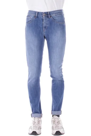 Dondup Jeans, Heren, Blauw, W33, Katoen, Blauwe Skinny Jeans met Logo
