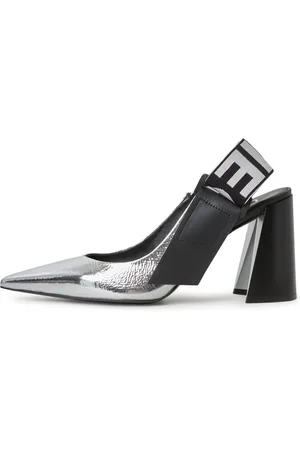 CESARE GASPARI Schoenen, Dames, Grijs, 40 EU, Leer, Blokhak Slingback Pumps Jimena - Zilver