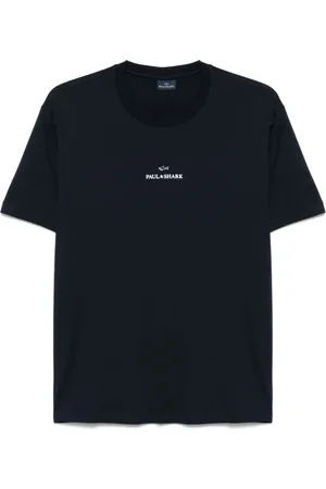 Paul & Shark Tops, Heren, Blauw, XL, Navy Logo Print Crew Neck T-shirt