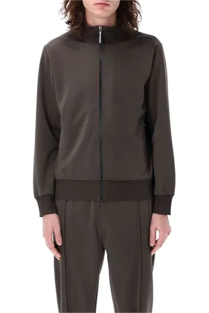 Palm Angels Sweatshirts & Hoodies, Heren, Grijs, L, Polyester, Gebogen Logo Track Jacket met Iconische Tape