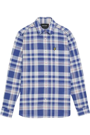 Lyle & Scott Overhemden, Heren, Blauw, L, LS Geweven Overhemden Voorjaarsruit Overhemd