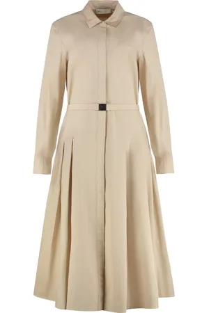 Tory Burch Kleedjes, Dames, , S, Katoen, Geplooide overhemdjurk met verborgen sluiting