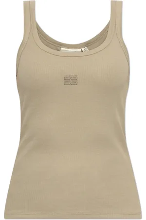 Gestuz Tops, Dames, Grijs, S, Katoen, Geribbelde top