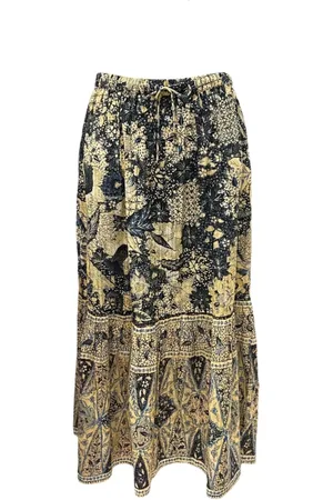 ULLA JOHNSON Rokken, Dames, Veelkleurig, L, Katoen, Olina Lichtgewicht Midi Rok