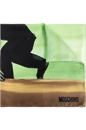 Moschino Accessoires, unisex, Groen, ONE Size, Zijden sjaal