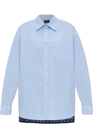 Etro Blouses & Shirts, Dames, Blauw, XS, Katoen, Overhemd met zak