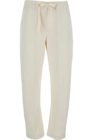SEMICOUTURE Broeken, Dames, Wit, S, Katoen, Witte Broek met Trekkoord Taille Katoen Vrouwen