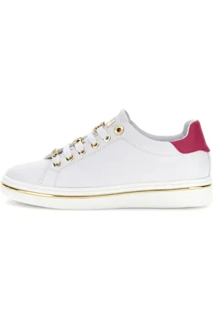 Guess Schoenen, Dames, Wit, 41 EU, Leer, Casual Sneakers met Kleurrijke Inzetstukken