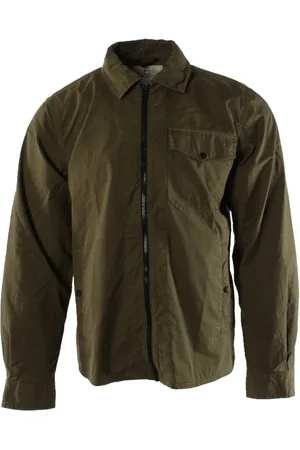 Woolrich Jassen, Heren, Groen, M, Katoen, Groen Katoen Overshirt Gabardine Stijl