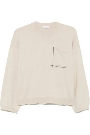 Brunello Cucinelli Truien, Dames, , M, Crew Neck Sweater met Zak