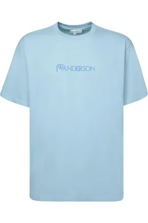 J.W.Anderson Tops, Heren, Blauw, M, Katoen, Geborduurd Hemelsblauw T-shirt