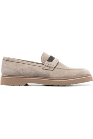 Brunello Cucinelli Schoenen, Dames, Grijs, 40 EU, Suède, Grijze Suède Kralen Loafers