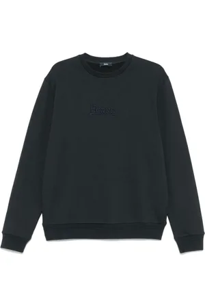 HERNO Sweatshirts & Hoodies, Heren, Blauw, XL, Katoen, Middernachtblauwe Sweatshirt met Geborduurd Logo