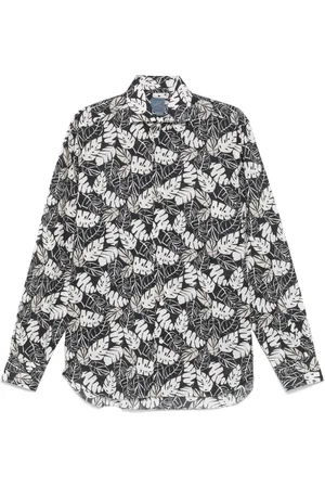 BARBA Overhemden, Heren, Grijs, 2Xl, Zwarte Overhemd met Knoopsluiting en Kraag