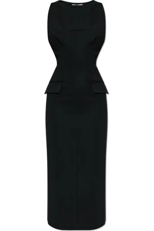 Sportmax Kleedjes, Dames, Zwart, M, Leer, Jurk Ruta