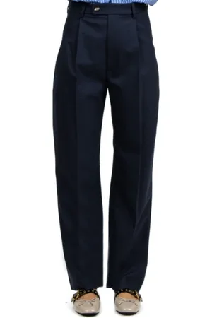 TELA Broeken, Dames, Blauw, M, Wol, Blauwe Wijde Wollen Broek