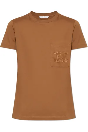 Max Mara Tops, Dames, Bruin, L, Katoen, T-shirt Papaia