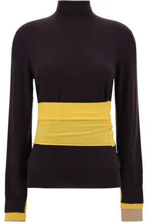 Fendi Truien, Dames, Bruin, S, Wol, Geribbelde wollen coltrui