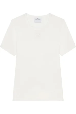 Courrèges Tops, Dames, Wit, XS, Witte Crew Neck Top Korte Mouwen