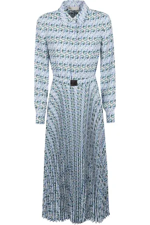 Tory Burch Kleedjes, Dames, Blauw, L, Stijlvolle Twill Jurk