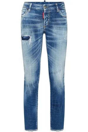 Dsquared2 Jeans, Dames, Blauw, 2Xs, Denim, Indigo Blauwe Distressed Denim Jeans