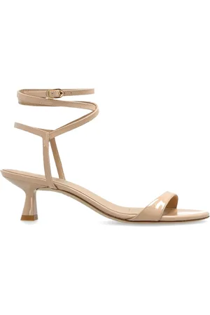 Stuart Weitzman Schoenen, Dames, , 39 EU, Leer, Lakleren sandalen met hoge hakken Nudist