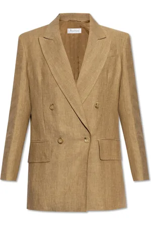 Max Mara Jassen, Dames, Bruin, L, Katoen, Dubbelrijige blazer Gerla