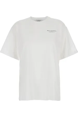 Serafini Tops, Dames, Wit, M, Katoen, Wit T-shirt met Maxi Logo Print