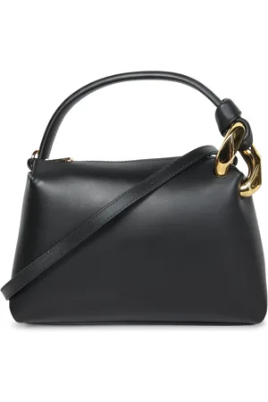 J.W.Anderson Tassen, Dames, Zwart, ONE Size, Leer, Elegante zwarte leren tas met gouden details