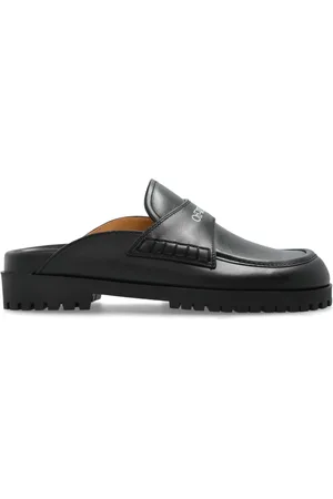 OFF-WHITE Schoenen, Dames, Zwart, 39 EU, Leer, Leren platform slides