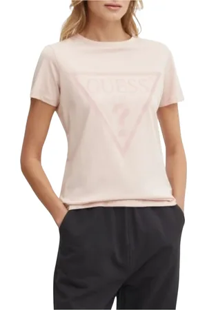 Guess Tops, Dames, Roze, M, Katoen, Adele SS CN TEE Roze Katoenen T-shirt