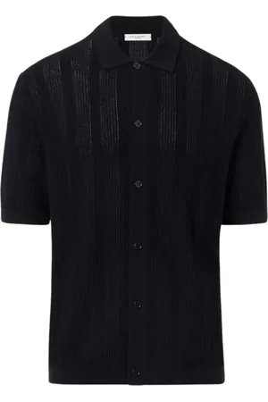 Paolo Pecora Truien, Heren, Zwart, 2Xl, Katoen, Zwarte korte mouw gebreide shirt