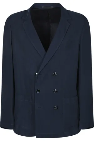 Giorgio Armani Jassen, Heren, Blauw, M, Zijde-effect double-breasted jas