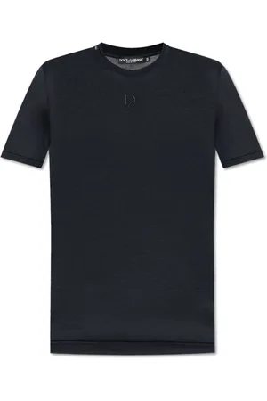Dolce & Gabbana Tops, Heren, Blauw, L, T-shirt met geborduurd logo