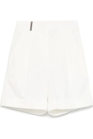 PESERICO SIGN Korte broeken, Dames, Wit, 2Xs, Witte Bermuda Shorts met Plooien