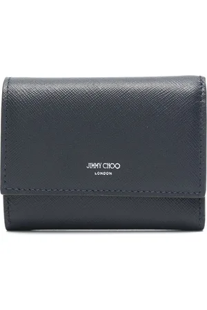 Jimmy Choo Accessoires, Heren, Blauw, ONE Size, Leer, Marineblauw Leren Bi-Fold Portemonnee