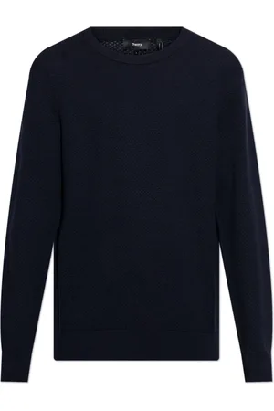 THEORY Truien, Heren, Blauw, S, Wol, Wollen trui met ronde hals