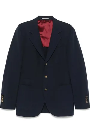 Brunello Cucinelli Jassen, Heren, Blauw, 4Xl, Navy Jas met Knoopsluiting