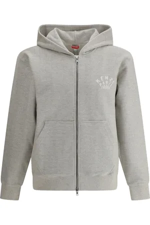 Kenzo Sweatshirts & Hoodies, Heren, Grijs, M, Grijze Logo Print Hoodie Sweater